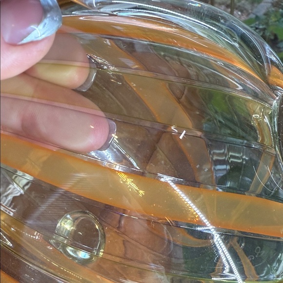 Hand Crafted Glass Art Vase with Orange Swirls - Picture 8 of 8